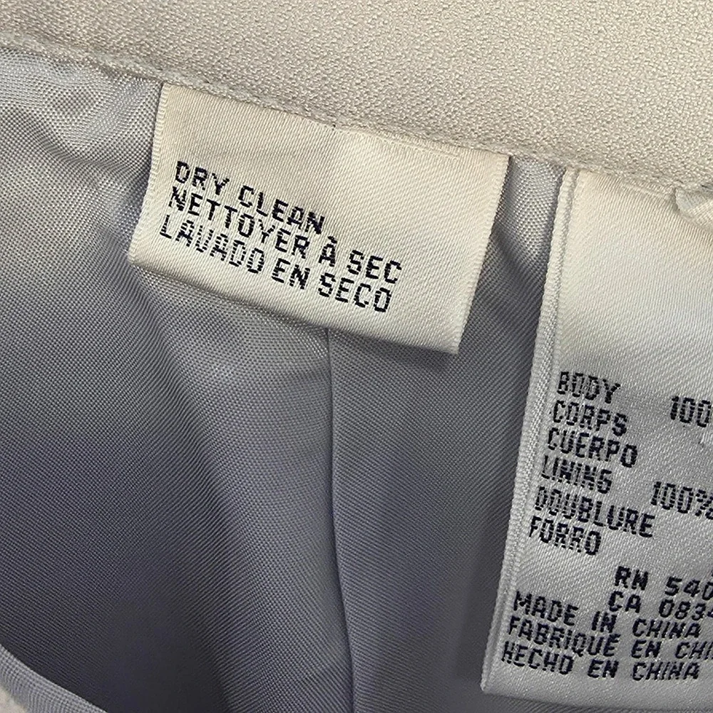 Vintage Saville 100% Silk Two Piece Suit Set Women's‎ 14 Light Gray Blazer Skirt
